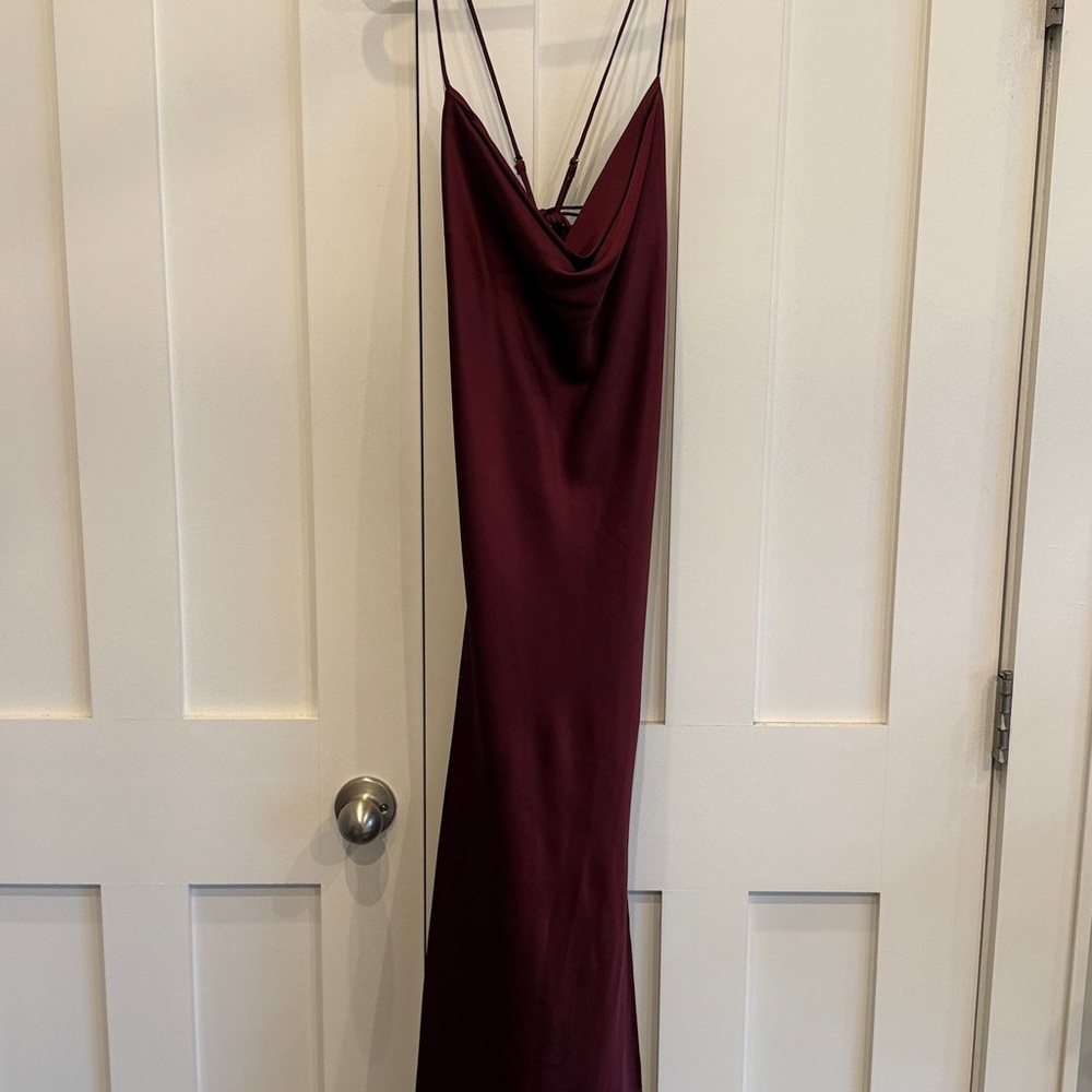 Astr the Label Gaia Satin Midi Dress- Wine Color - Picture 3 of 3